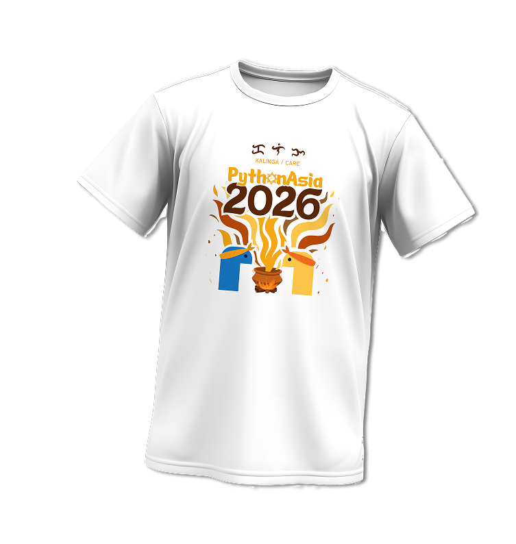 PythonAsia 2026 T-Shirt (Conference Type · White · XS–2XL)